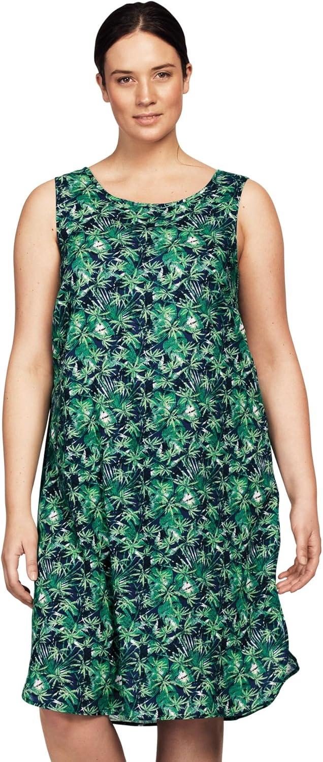 image:imageellos Plus Size Sleeveless Shift DressNavy Palm Print