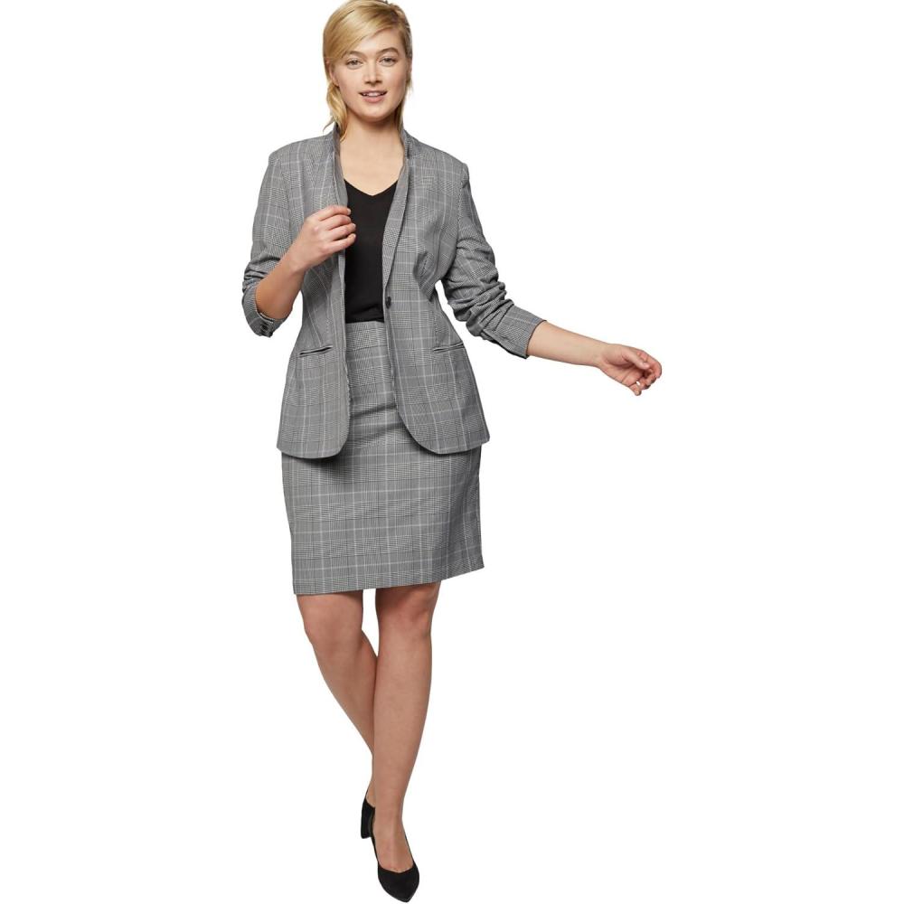image:imageellos Plus Size Pencil SkirtBlack White Plaid