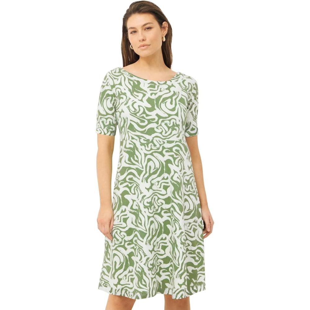 image:imageellos Plus Size Short Sleeve Fit amp Flare Knit DressOlive Drab Marble