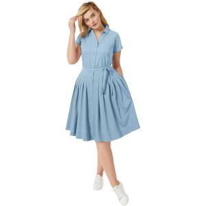 ellos Plus Size Sandy Shirtwaist Dress(Light Wash)