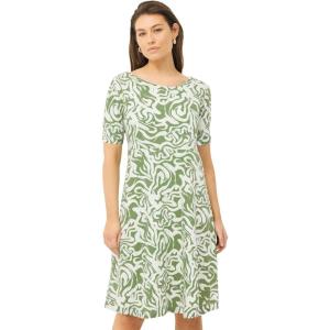 ellos Plus Size Short Sleeve Fit & Flare Knit Dress(Olive Drab Marble)