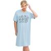 image:imageellos Plus Size Cotton Spandex Vneck Short Sleeve Sleep ShirtBlue Smoke Floral