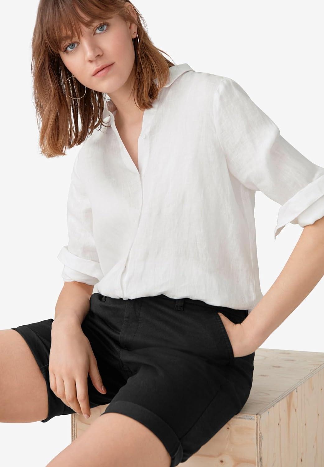 image:imageellos Plus Size Stretch Chino MidRise Bermuda ShortsOcean Sapphire