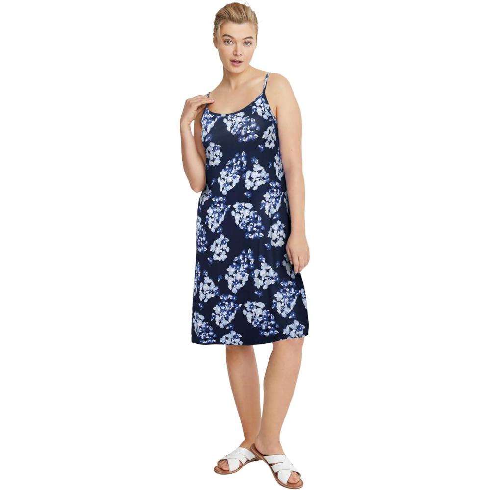 image:imageellos Plus Size Stretch Knit Scoop Neck Tank A Line DressNavy Floral Print