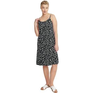 ellos Plus Size Stretch Knit Scoop Neck Tank A Line Dress(Black Ivory Floral)