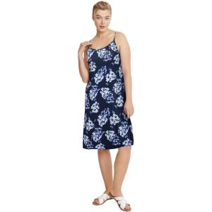 ellos Plus Size Stretch Knit Scoop Neck Tank A Line Dress(Navy Floral Print)