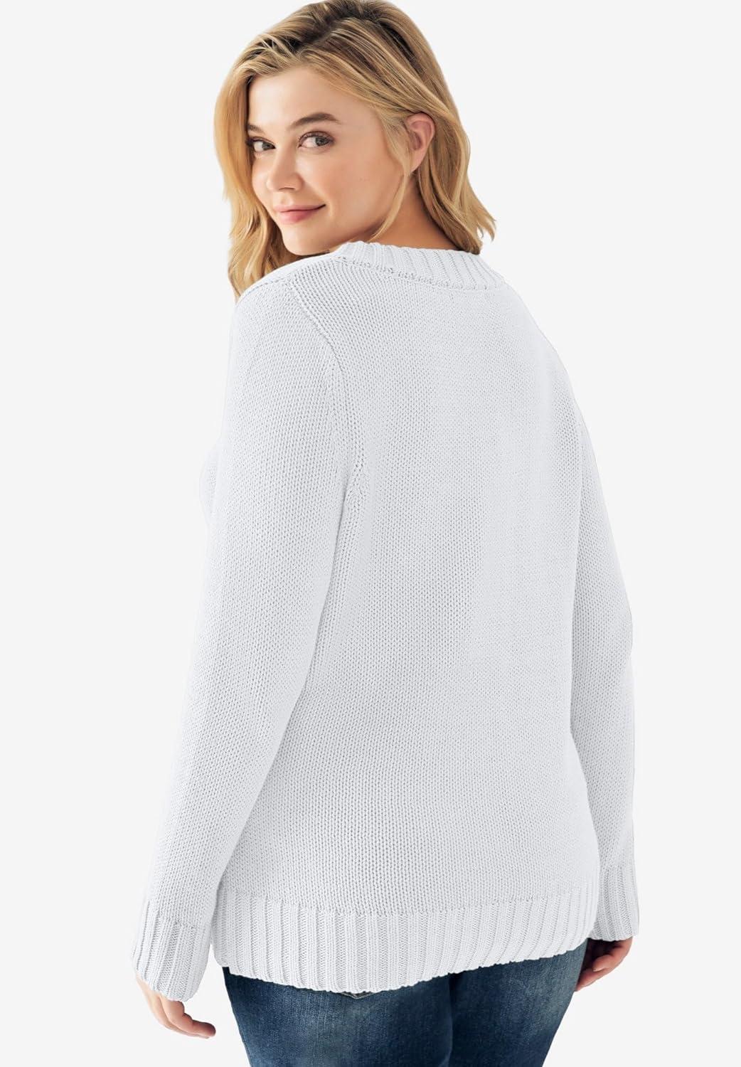 image:imageellos Plus Size Button YNeck SweaterWhite