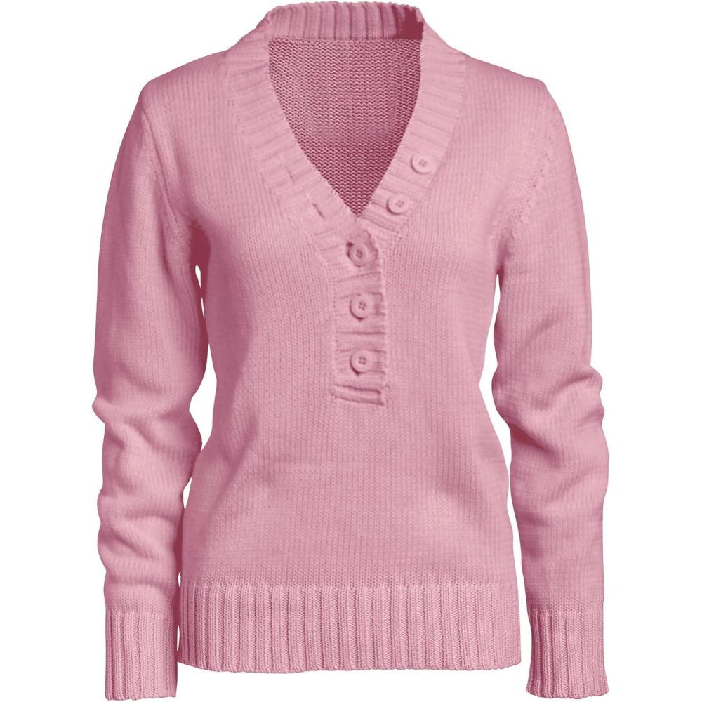 image:imageellos Plus Size Button YNeck SweaterDusty Pink