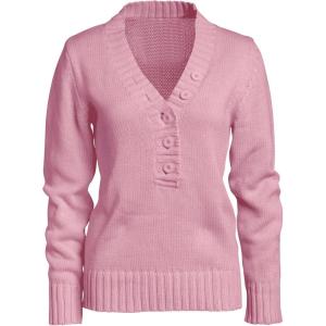 ellos Plus Size Button Y-Neck Sweater(Dusty Pink)
