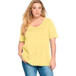 ellos Plus Size Stretch Knit V-Neck Short Sleeve Tunic(Butter)