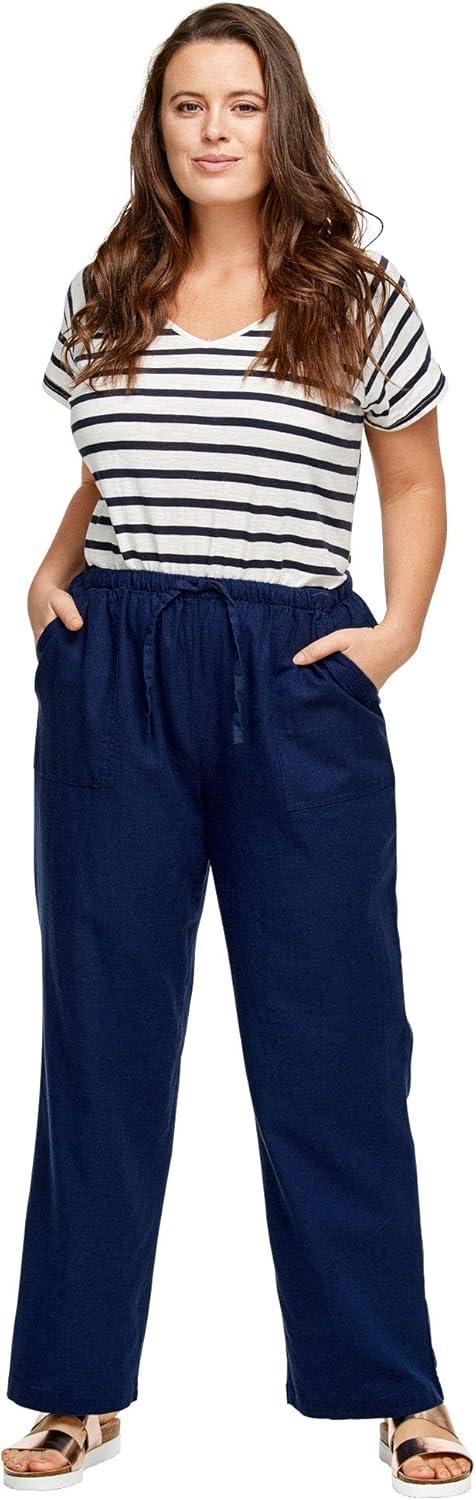 image:imageellos Plus Size LinenBlend Elastic Waist Drawstring Relaxed PantNew Khaki