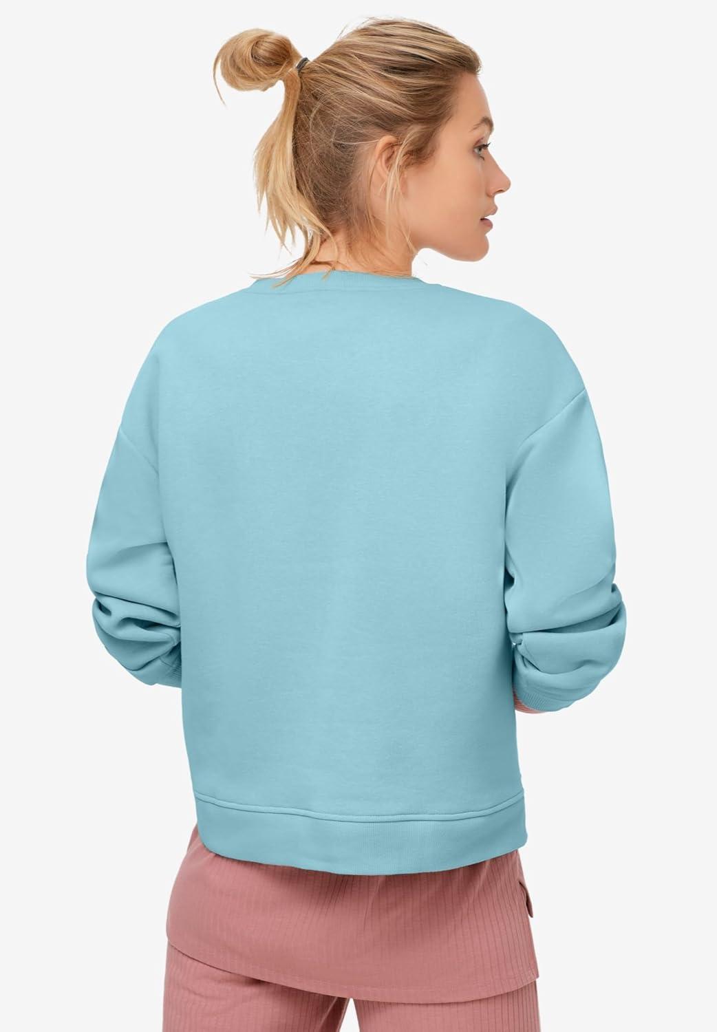image:imageellos Plus Size Boxy Fleece SweatshirtAqua Sky