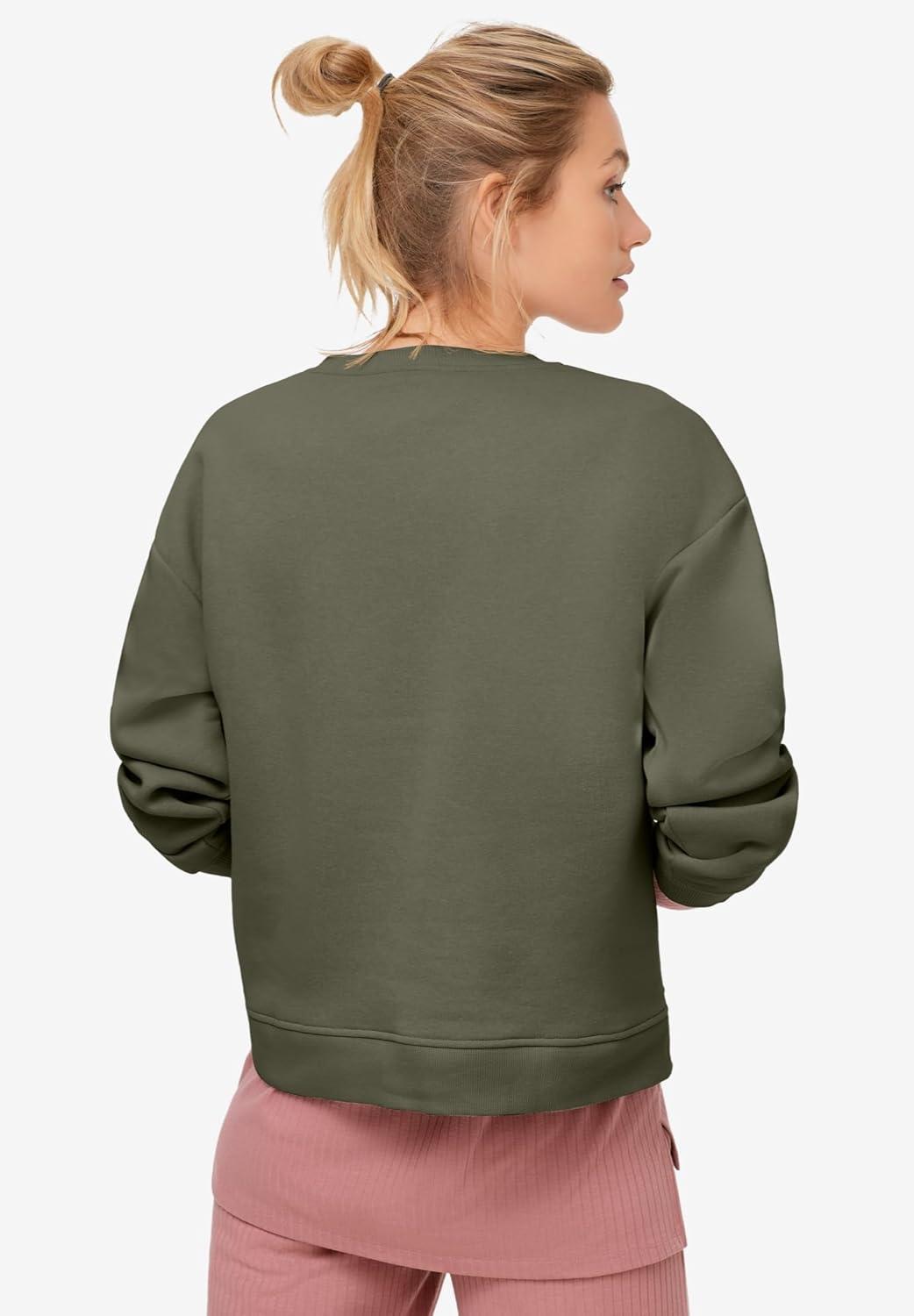 image:imageellos Plus Size Boxy Fleece SweatshirtBurnt Olive