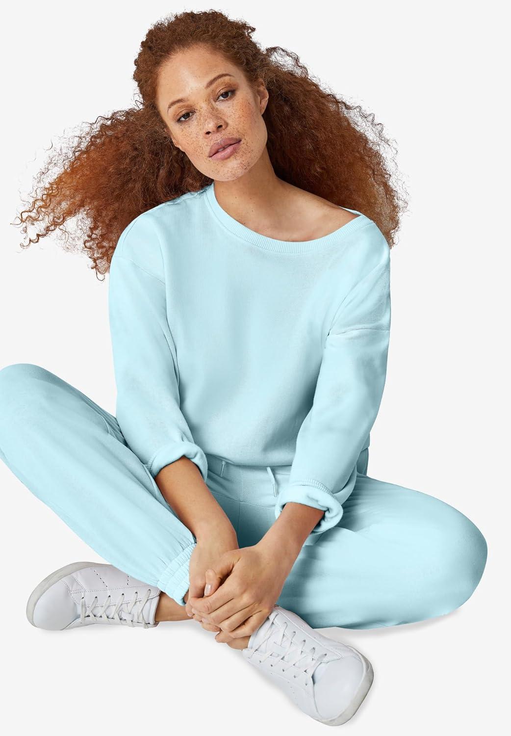 image:imageellos Plus Size Boxy Fleece SweatshirtPale Indigo