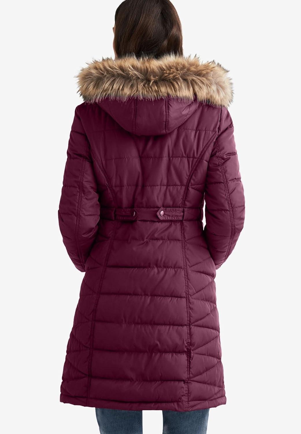 image:imageellos Plus Size Faux Fur Trim PufferMidnight Berry