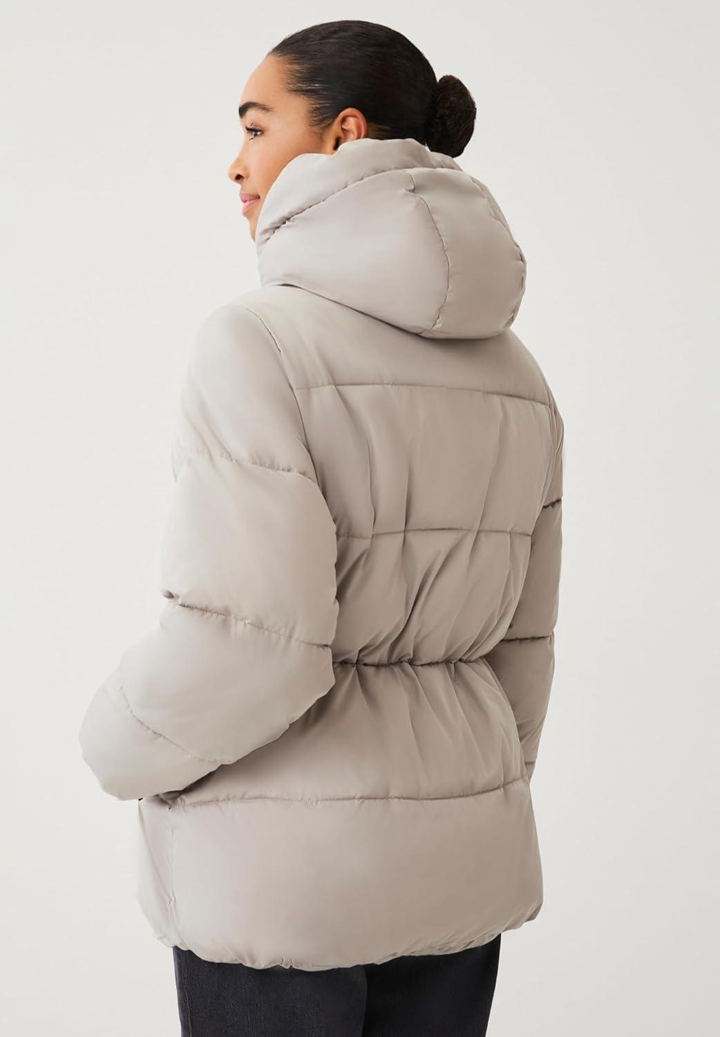 image:imageellos Plus Size Hooded Drawstring PufferTaupe Grey