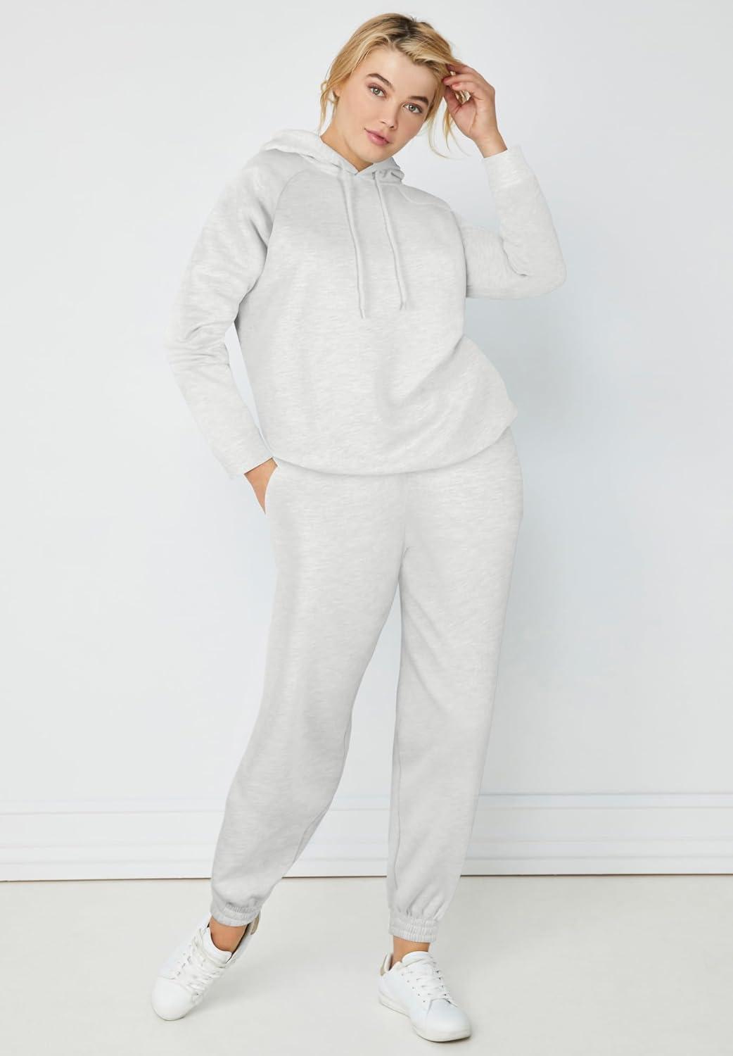 image:imageellos Plus Size Hooded Fleece Boxy SweatshirtHeather Grey
