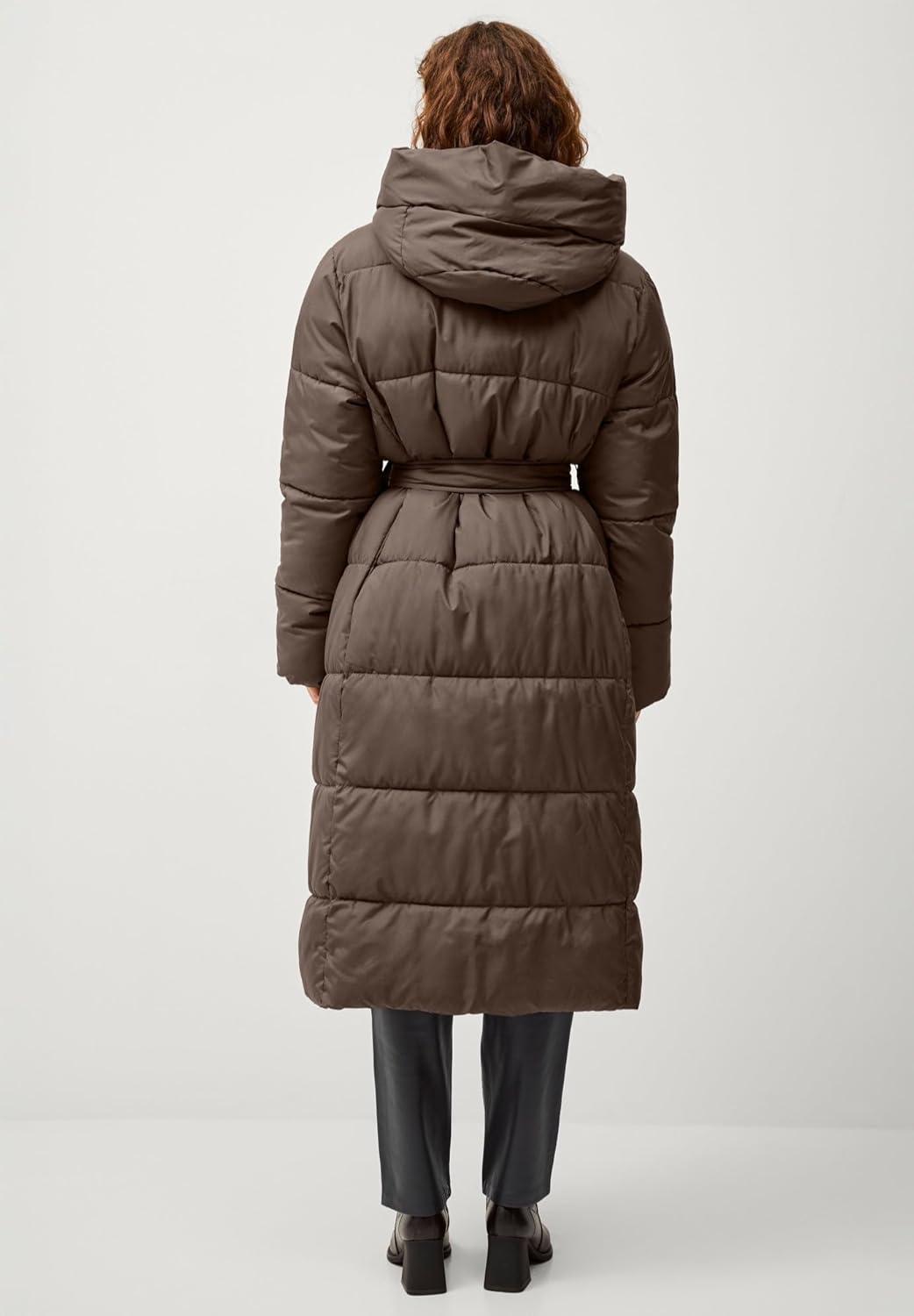 image:imageellos Plus Size Long Belted Puffer With HoodChocolate