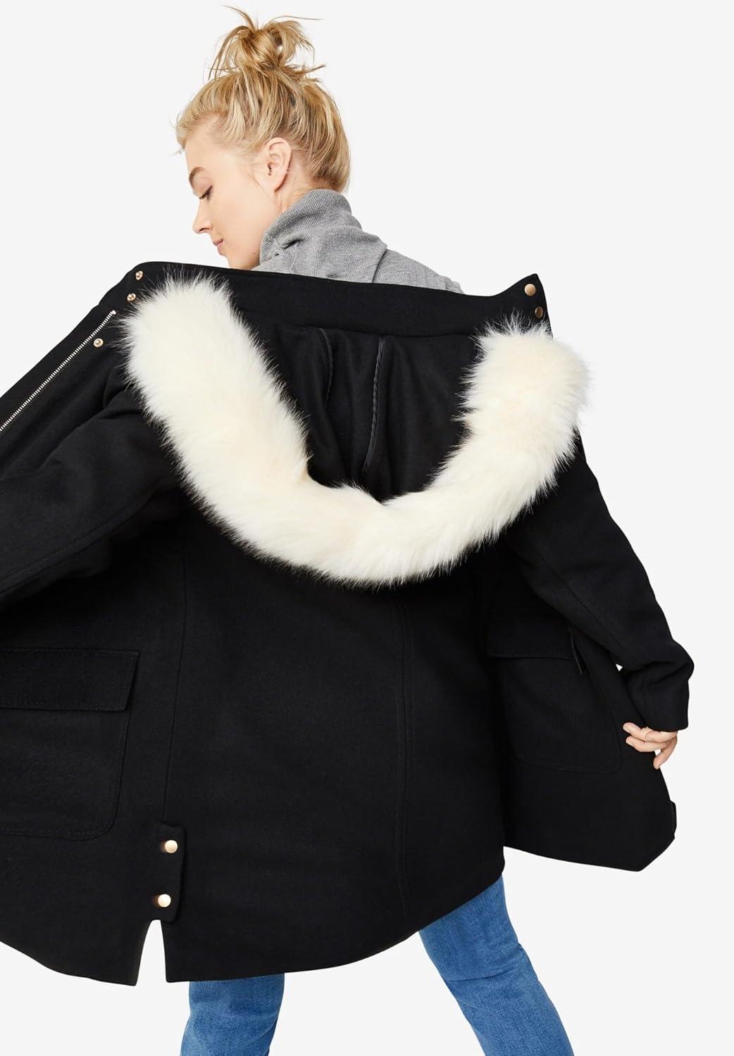 image:imageellos Plus Size SideSnap Wool ParkaBlack