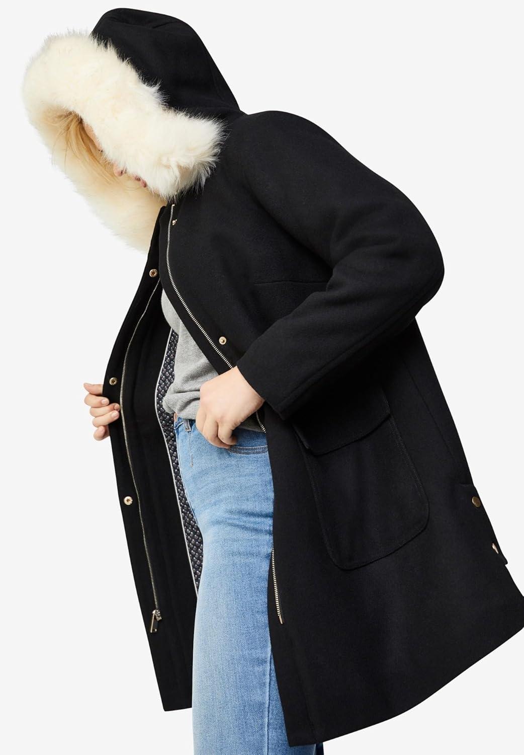 image:imageellos Plus Size SideSnap Wool ParkaBlack