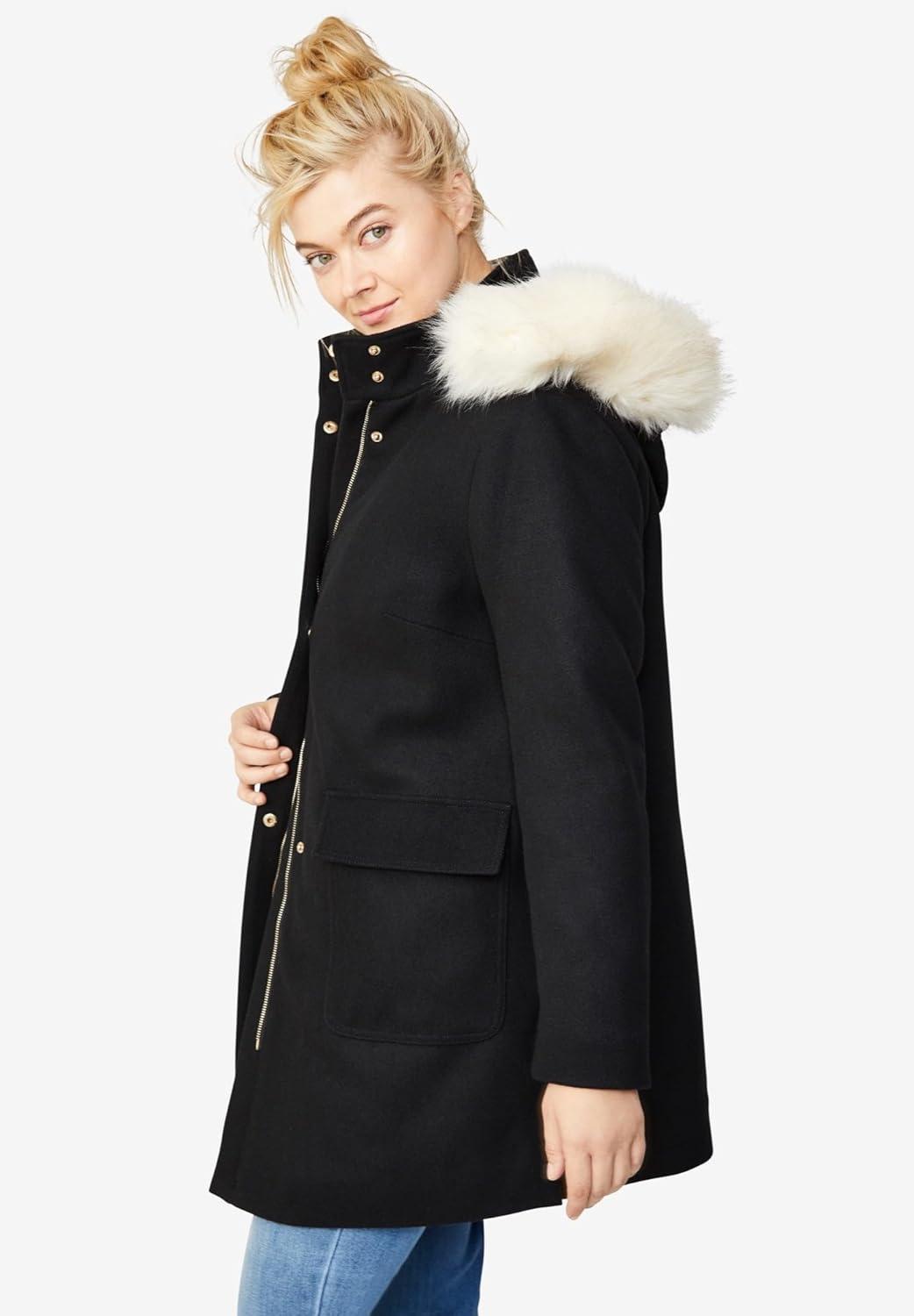 image:imageellos Plus Size SideSnap Wool ParkaBlack