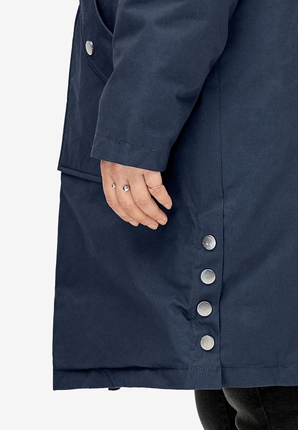 image:imageellos Plus Size SideSnap ZipFront ParkaNavy