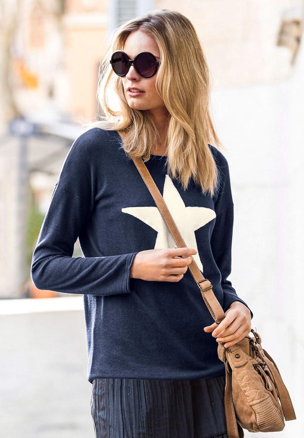 image:imageellos Plus Size Star Applique SweaterNavy Ivory