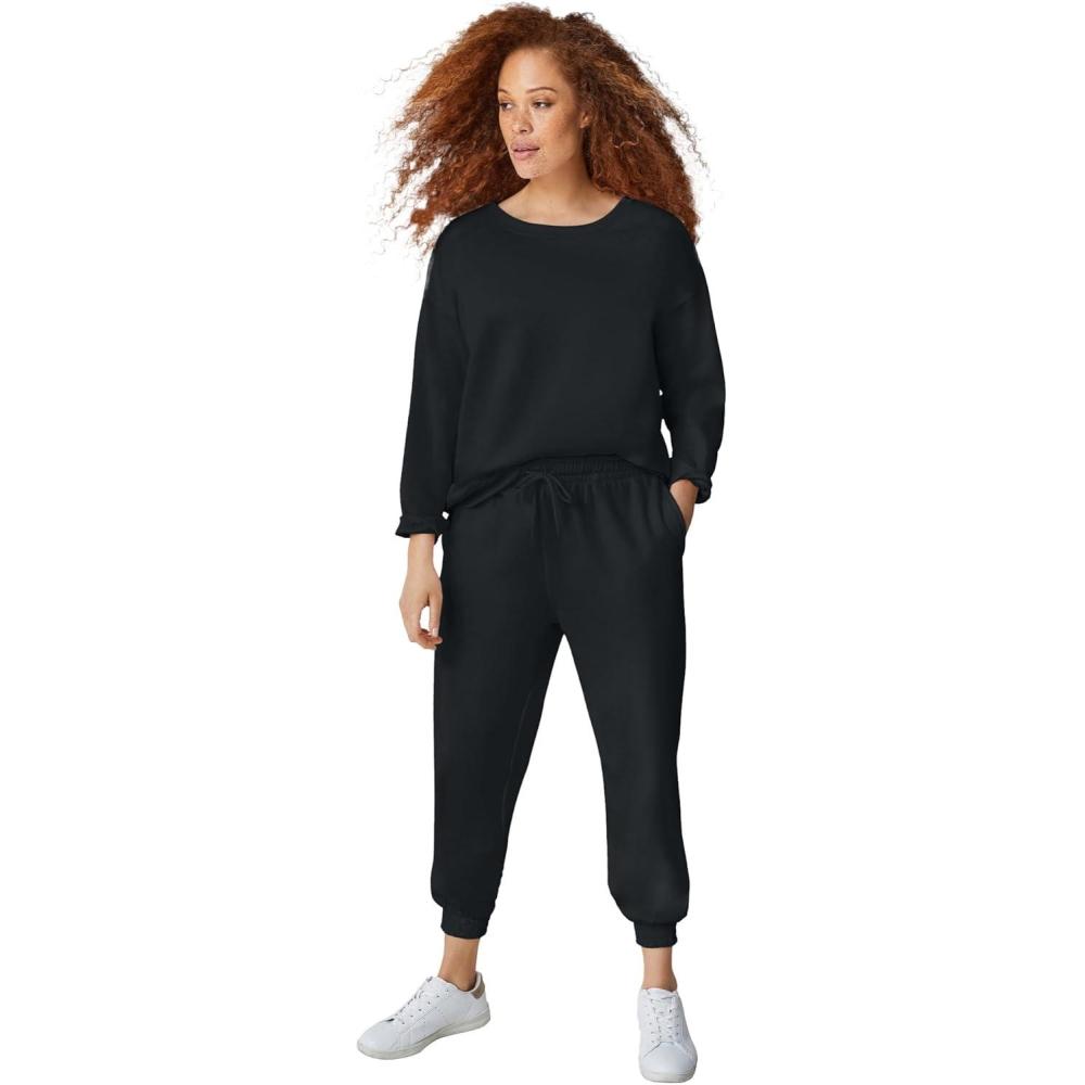 image:imageellos Plus Size Boxy Fleece SweatshirtBlack