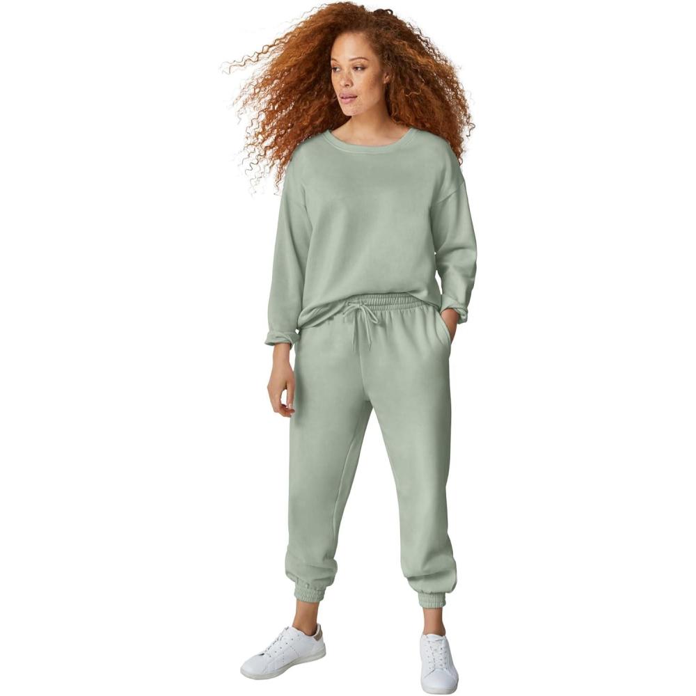 image:imageellos Plus Size Boxy Fleece SweatshirtDesert Sage