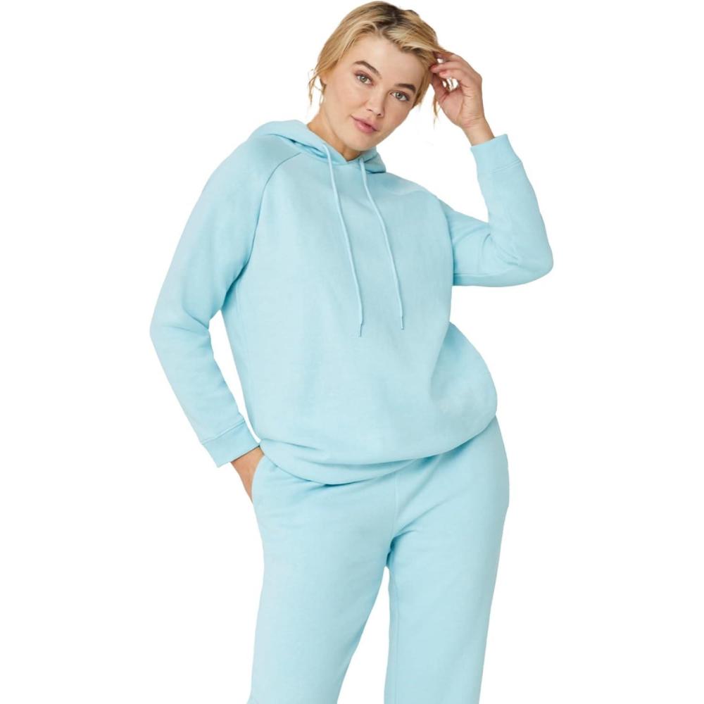 image:imageellos Plus Size Hooded Fleece Boxy SweatshirtAqua Sky