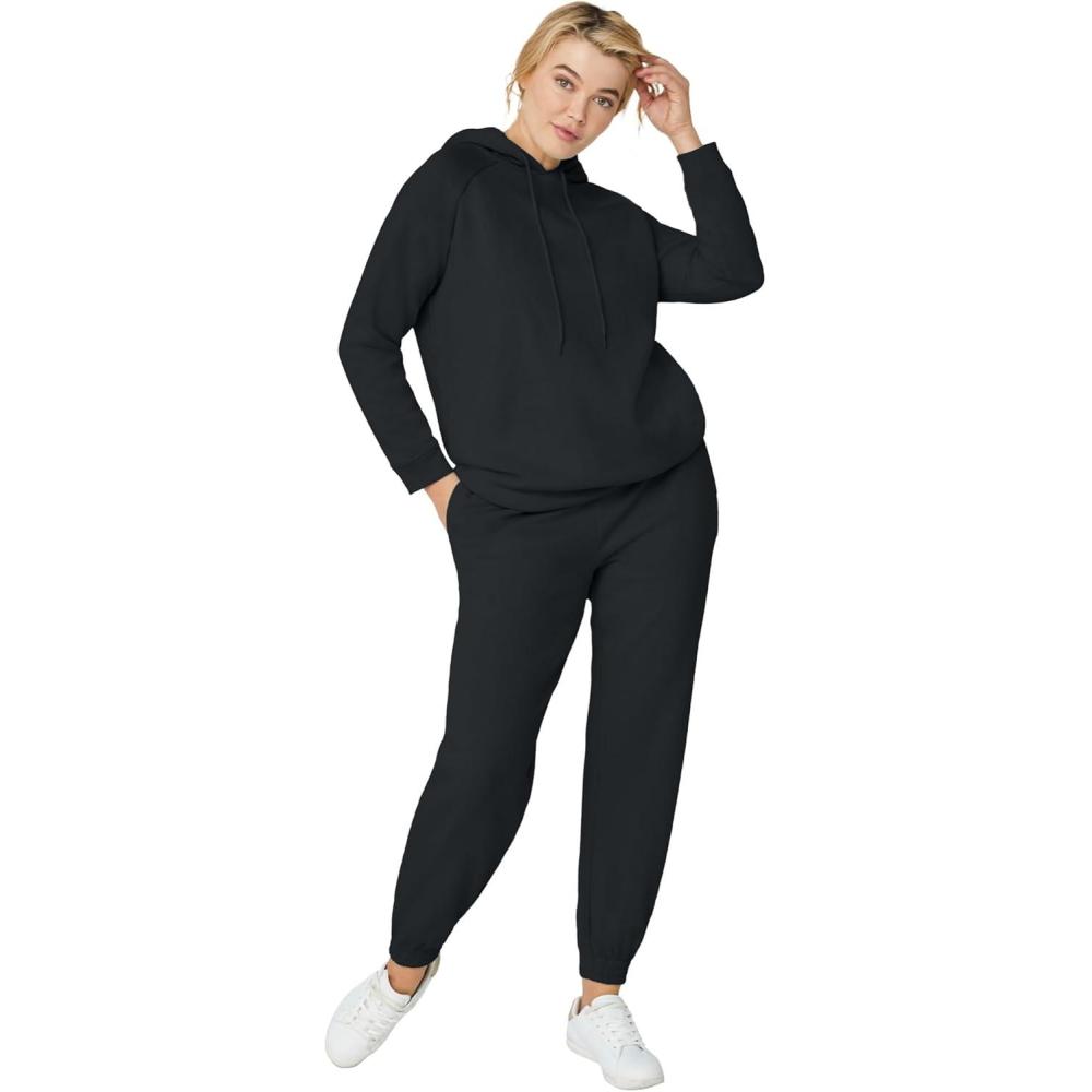 image:imageellos Plus Size Hooded Fleece Boxy SweatshirtBlack