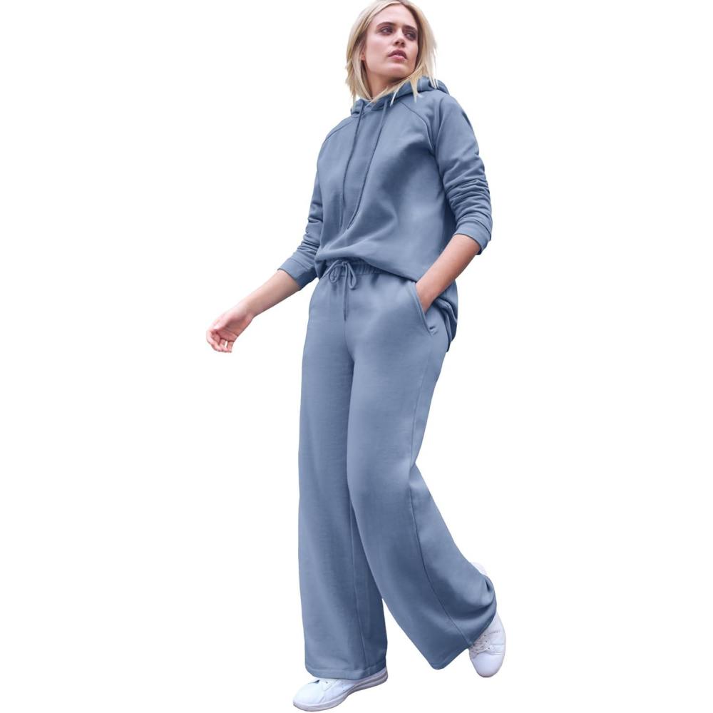 image:imageellos Plus Size Hooded Fleece Boxy SweatshirtPale Indigo