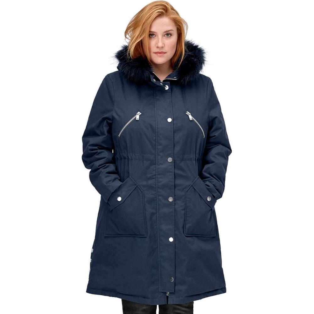 image:imageellos Plus Size SideSnap ZipFront ParkaNavy