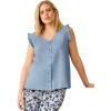image:imageellos Plus Size ButtonFront Ruffle Sleeve TankBlue Fog