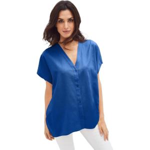 ellos Plus Size Oversized Linen-Blend Tunic(Dark Sapphire)
