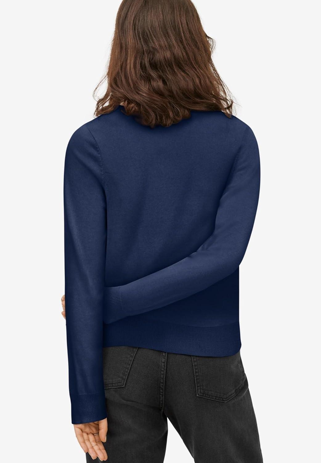 image:imageellos Plus Size VNeck Button Front 100 Cotton Everyday CardiganNavy