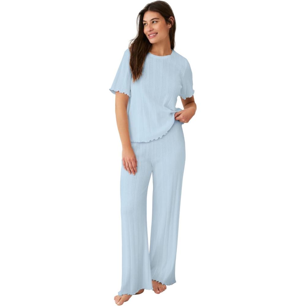 image:imageellos Plus Size Pointelle TwoPiece Sleep SetBlue Smoke