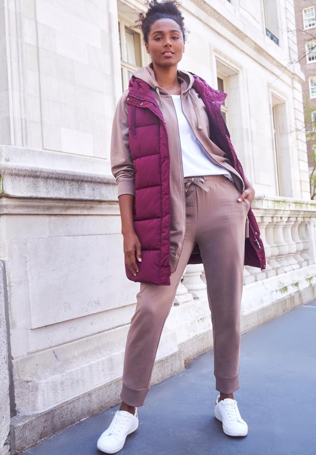 image:imageellos Plus Size Long Hooded Puffer VestDeep Merlot