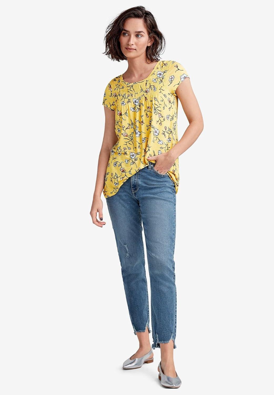 image:imageellos Plus Size Smocked TunicNavy Floral Print