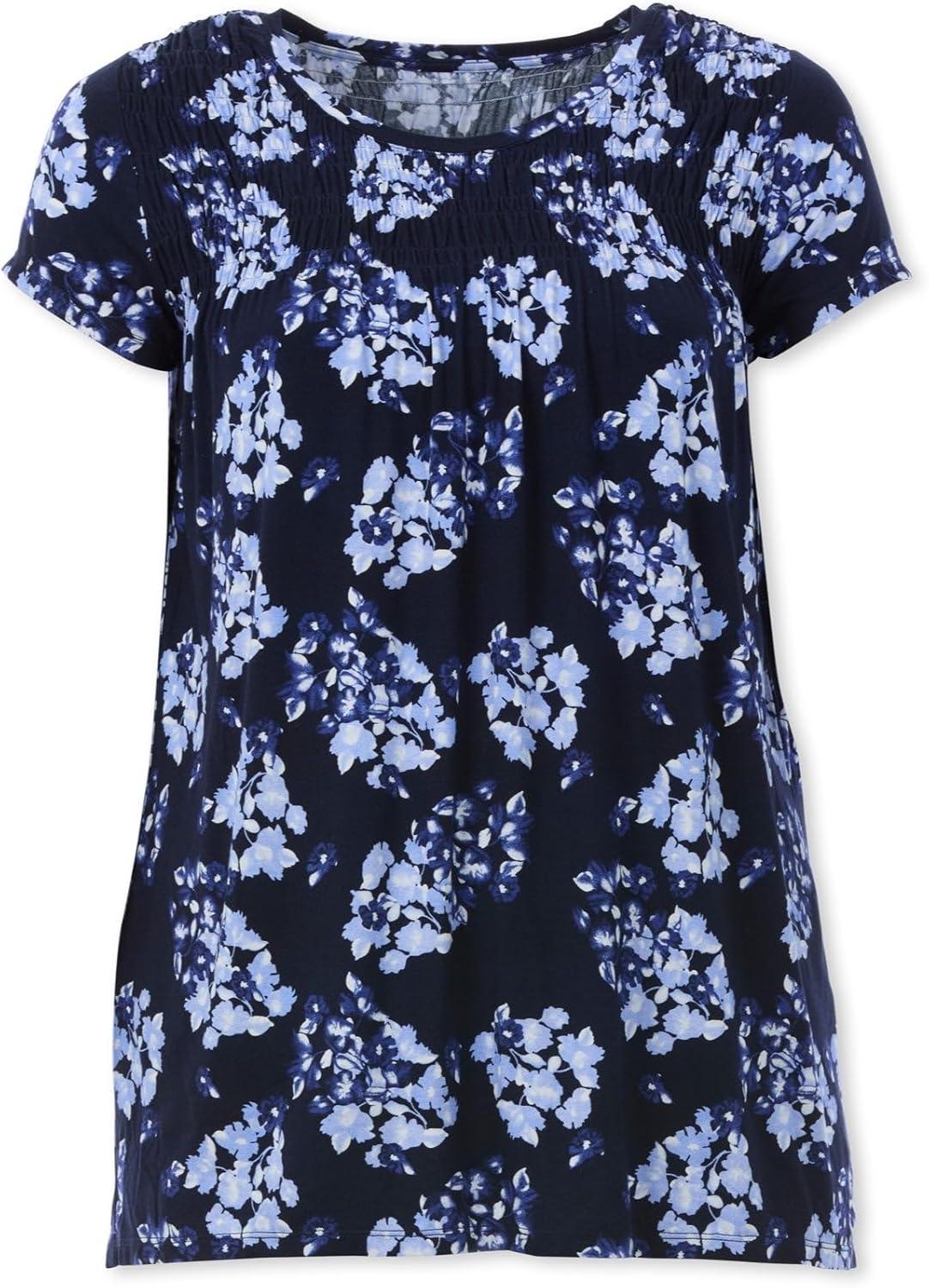 image:imageellos Plus Size Smocked TunicNavy Floral Print