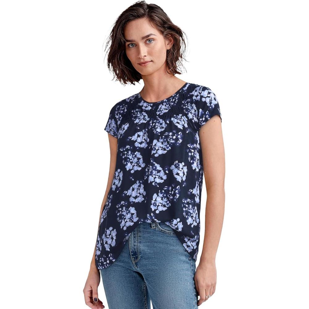 image:imageellos Plus Size Smocked TunicNavy Floral Print