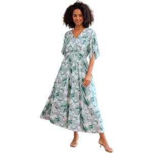 Ellos Plus Size Knit Tie-Back Maxi(Cool Grey Floral)