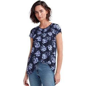ellos Plus Size Smocked Tunic(Navy Floral Print)