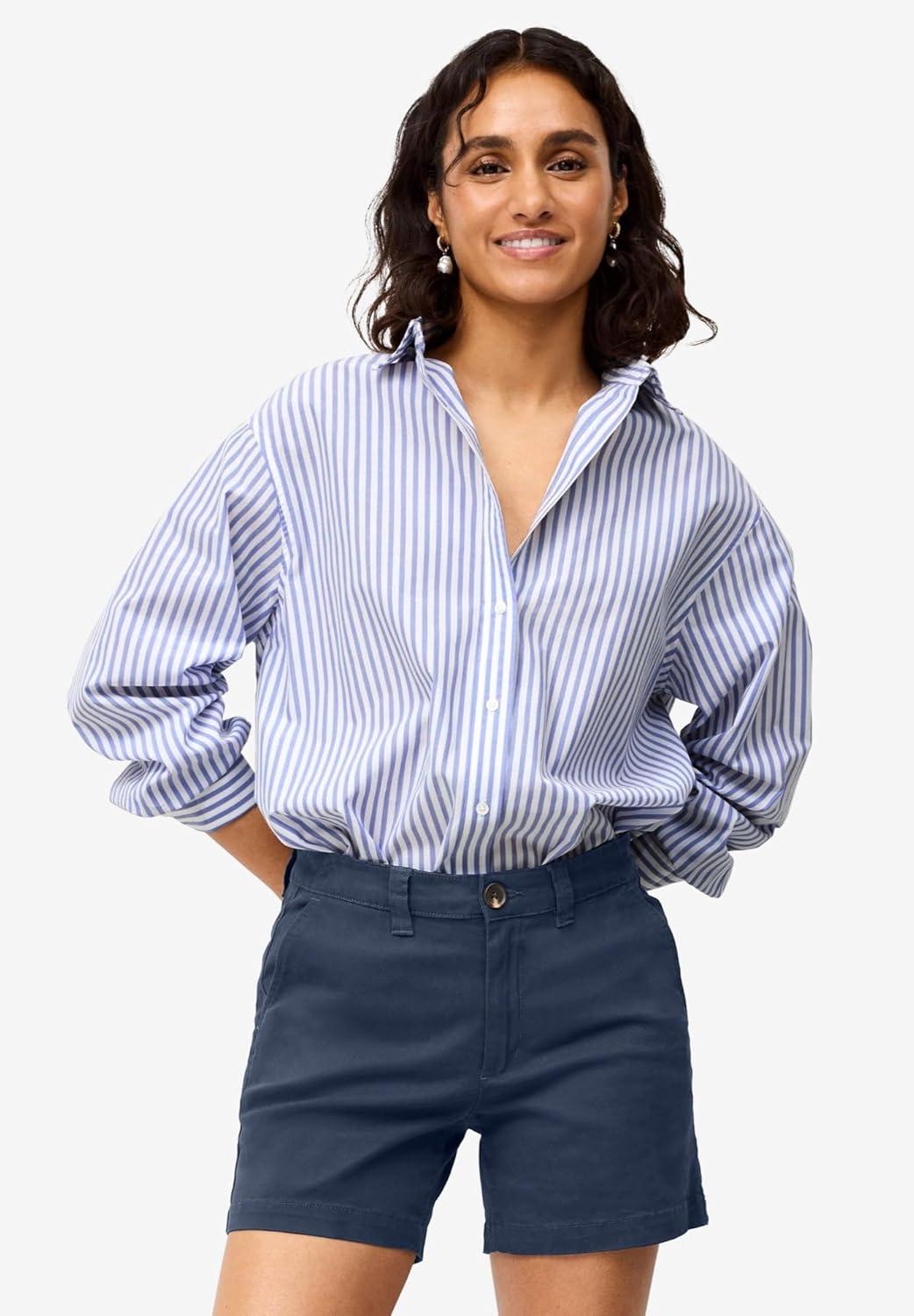 image:imageellos Plus Size Stretch Chino MidRise ShortsNavy