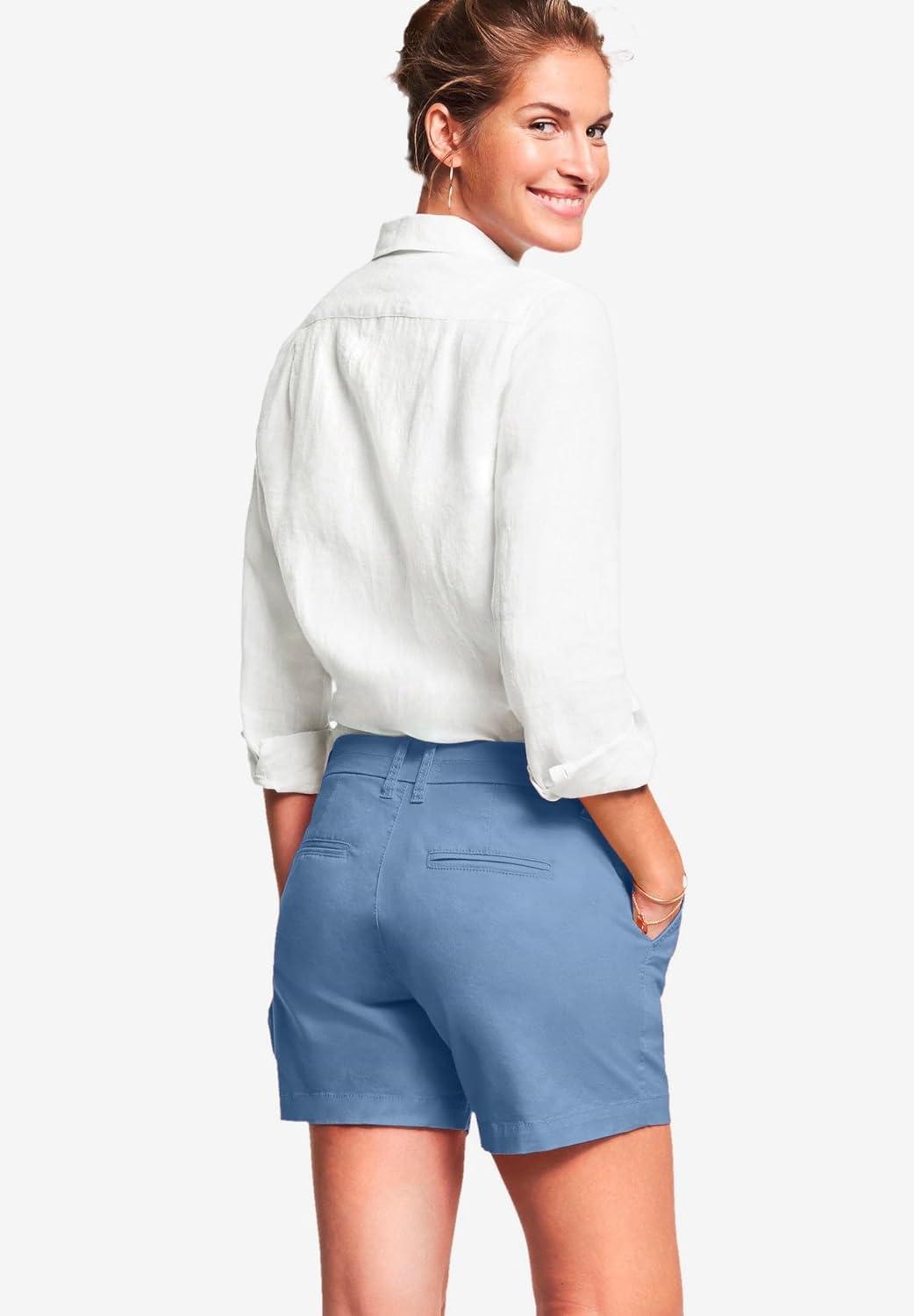 image:imageellos Plus Size Stretch Chino MidRise ShortsPale Indigo