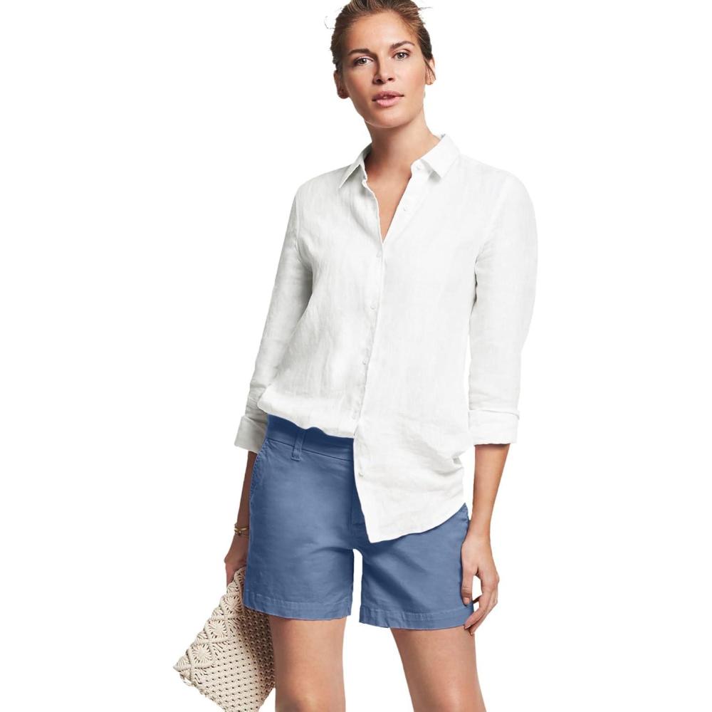 image:imageellos Plus Size Stretch Chino MidRise ShortsPale Indigo