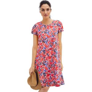 ellos Plus Size Cotton Spandex Scoop Neck Short Sleeve A Line Tee Dress(Delicate Pink Poppy)