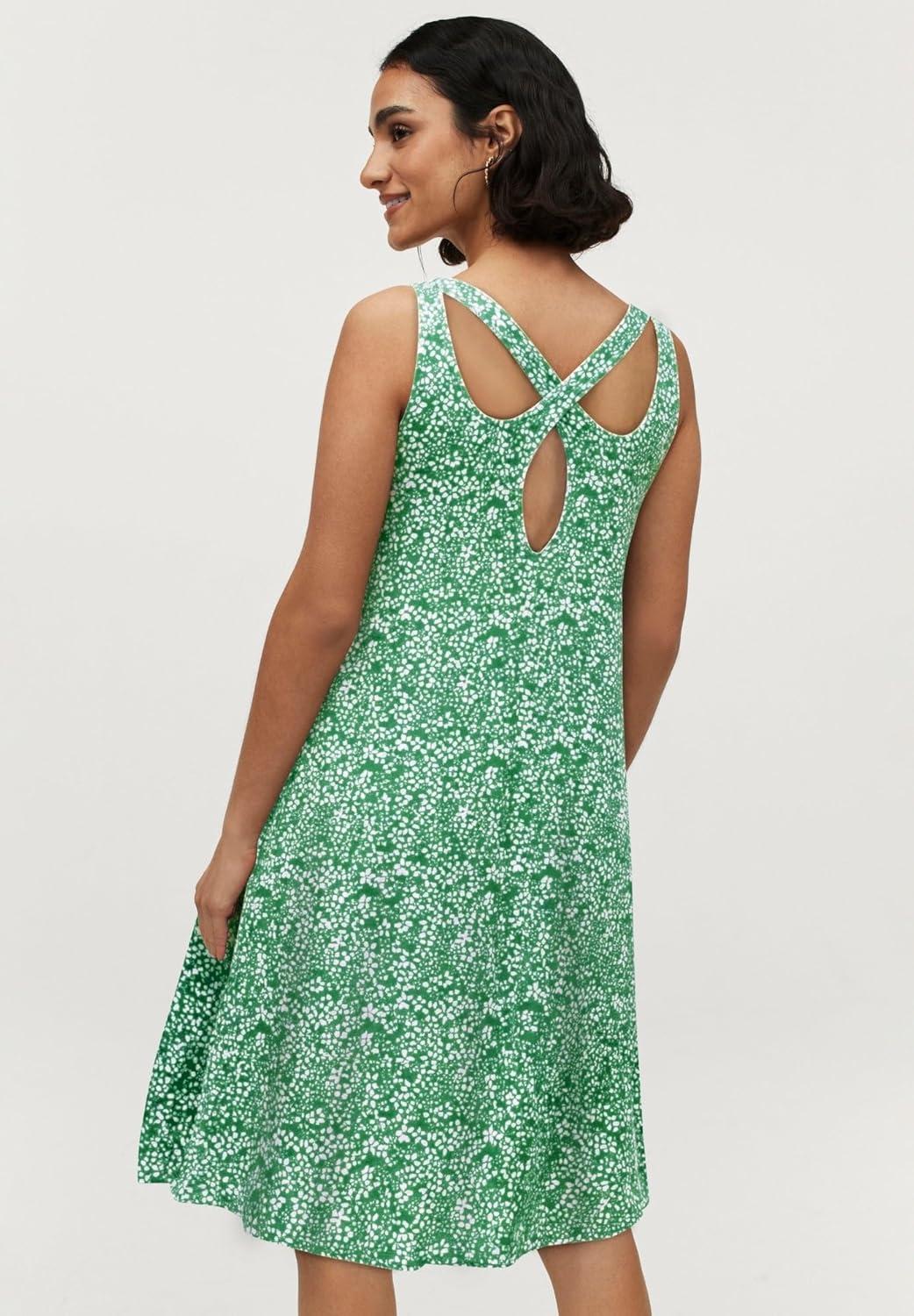image:imageellos Plus Size Crossover Back Tank DressKelly Green White Ditsy