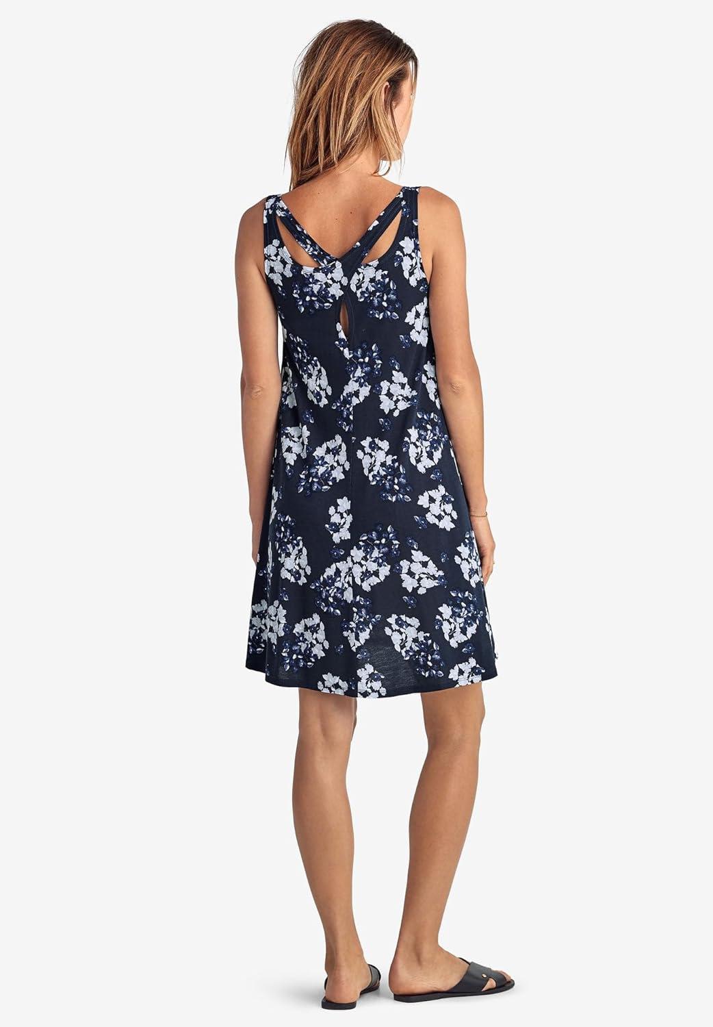 image:imageellos Plus Size Crossover Back Tank DressNavy Floral Print