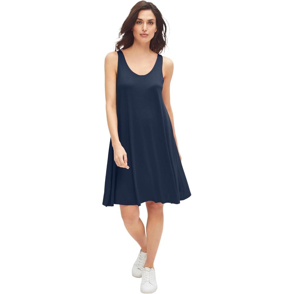 image:imageellos Plus Size Crossover Back Tank DressNavy